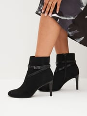 Black Regular/Wide Fit Forever Comfort® Buckle Detail Heeled Ankle Boots - Image 1 of 7