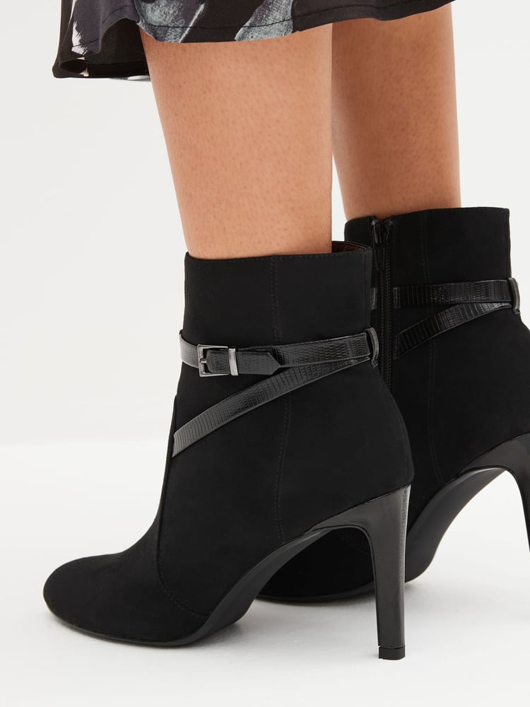 Black Regular/Wide Fit Forever Comfort® Buckle Detail Heeled Ankle Boots - Image 2 of 7