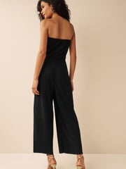 Black Plissé Bandeau Jumpsuit - Image 2 of 6