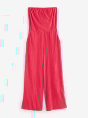 Red Plissé Bandeau Jumpsuit - Image 4 of 5