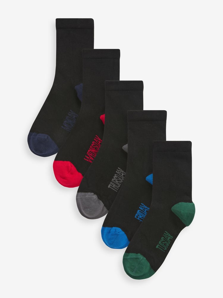 Clarks Black Short Sleeve Black Multi Socks 5 Pack - Image 1 of 7 Clarks Black Short Sleeve Black Multi Socks 5 Pack - Image 1 of 7
