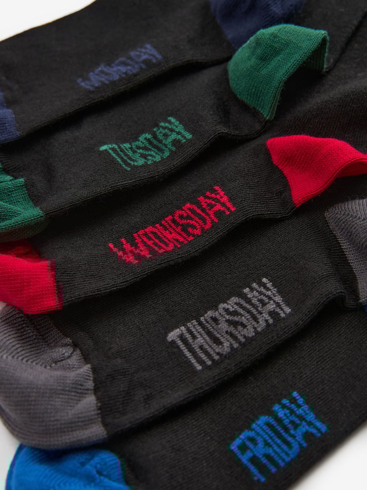 Clarks Black Short Sleeve Black Multi Socks 5 Pack - Image 7 of 7