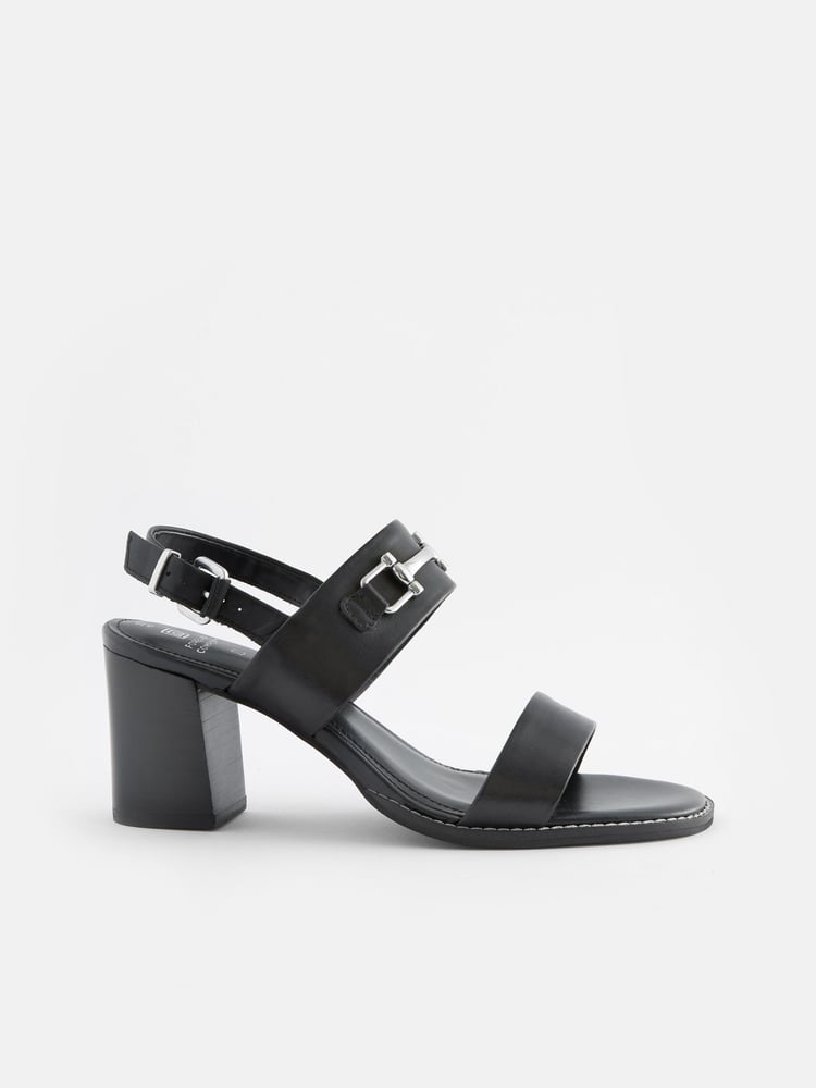 Black Forever Comfort® Leather Snaffle Block Sandals - Image 2 of 5