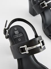 Black Forever Comfort® Leather Snaffle Block Sandals - Image 4 of 5