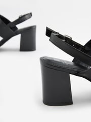 Black Forever Comfort® Leather Snaffle Block Sandals - Image 5 of 5