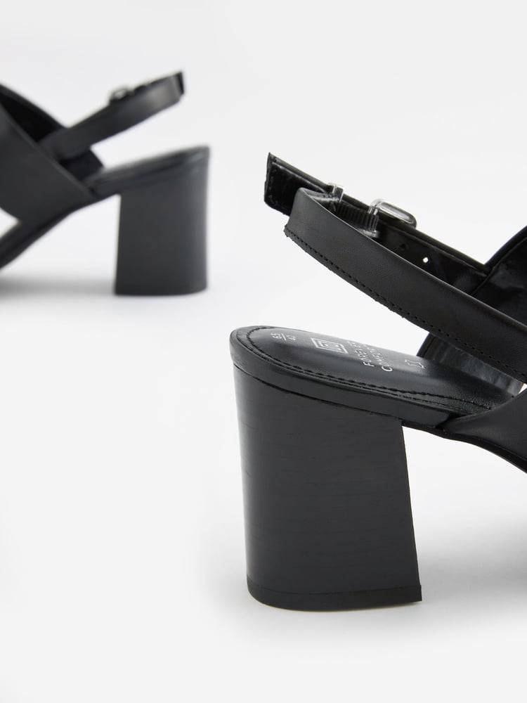 Black Forever Comfort® Leather Snaffle Block Sandals - Image 5 of 5