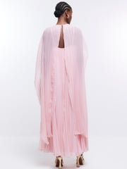 River Island Pink Pleated Cape Maxi Dress - Image 2 of 5
