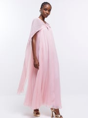 River Island Pink Pleated Cape Maxi Dress - Image 3 of 5