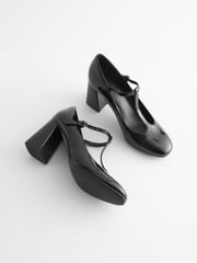 Black Forever Comfort® T-Bar Block Heel Shoes - Image 5 of 7
