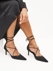 Black Forever Comfort® Point Toe Wrap Heels - Image 1 of 7