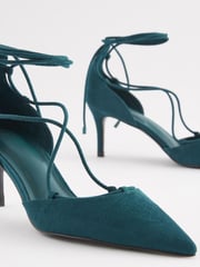 Teal Blue Forever Comfort® Point Toe Wrap Heels - Image 4 of 6