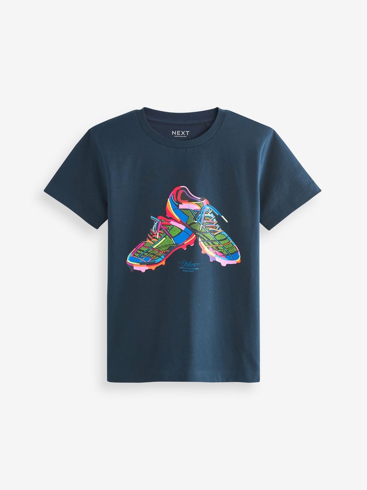 Navy Blue Football Boots Graphic Short Sleeve T-Shirts 2 Pack (3-16yrs) - Image 2 of 6