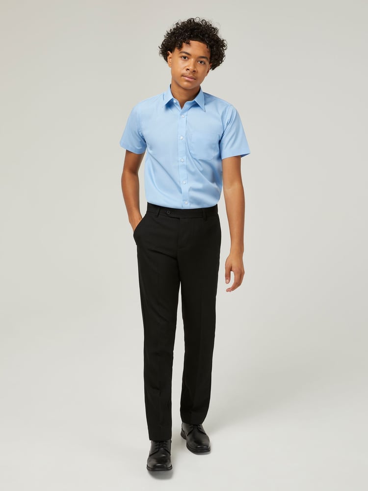Trutex Boys Blue Non Iron Short Sleeve School Shirts 2 Pack - Image 2 of 7