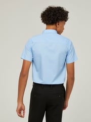 Trutex Boys Blue Non Iron Short Sleeve School Shirts 2 Pack - Image 3 of 7