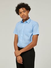 Trutex Boys Blue Non Iron Short Sleeve School Shirts 2 Pack - Image 4 of 7
