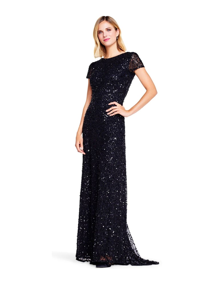 Adrianna Papell Scoop Black Long Dress - Image 1 of 5