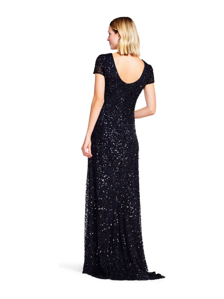 Adrianna Papell Scoop Black Long Dress - Image 2 of 5