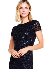 Adrianna Papell Scoop Black Long Dress - Image 4 of 5