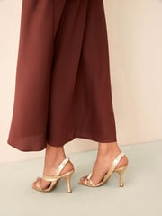 Gold Premium Leather Asymmetric Sandals - Image 4 of 9