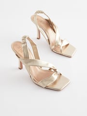 Gold Premium Leather Asymmetric Sandals - Image 5 of 9