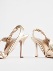 Gold Premium Leather Asymmetric Sandals - Image 7 of 9