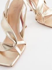 Gold Premium Leather Asymmetric Sandals - Image 9 of 9