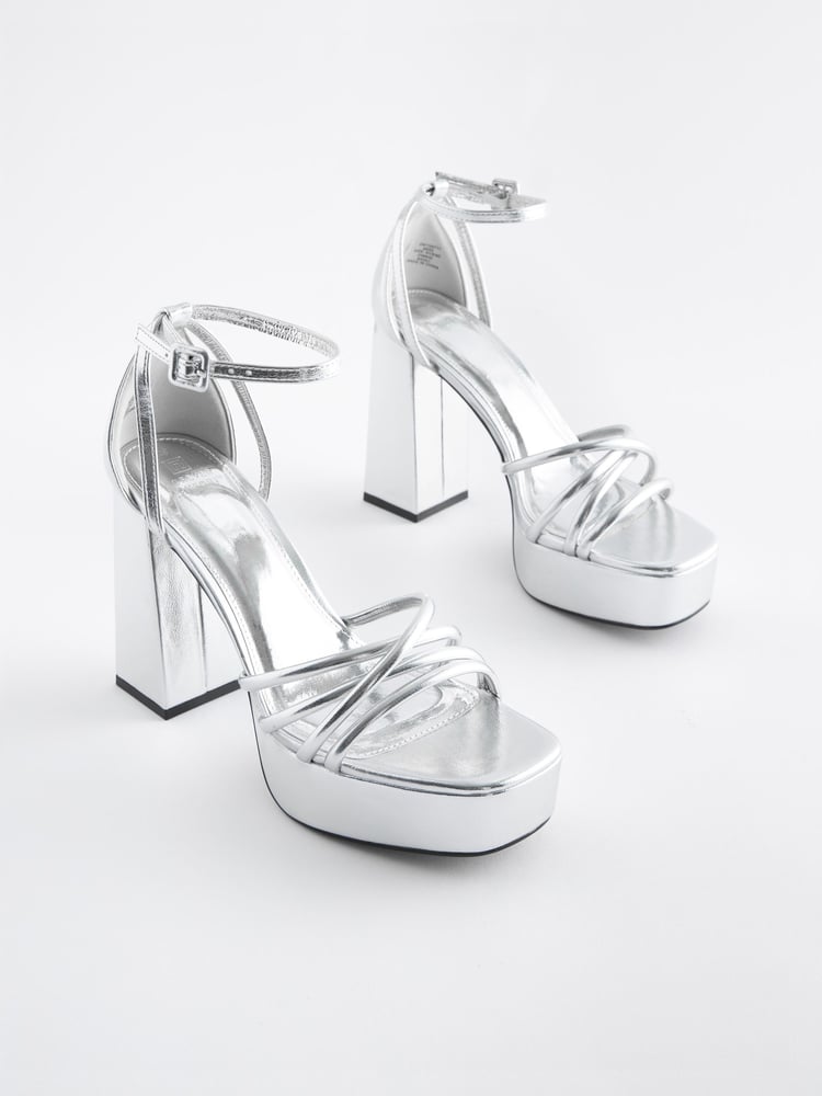 Silver Forever Comfort® Platform Closed Back Sandals - Image 2 of 9