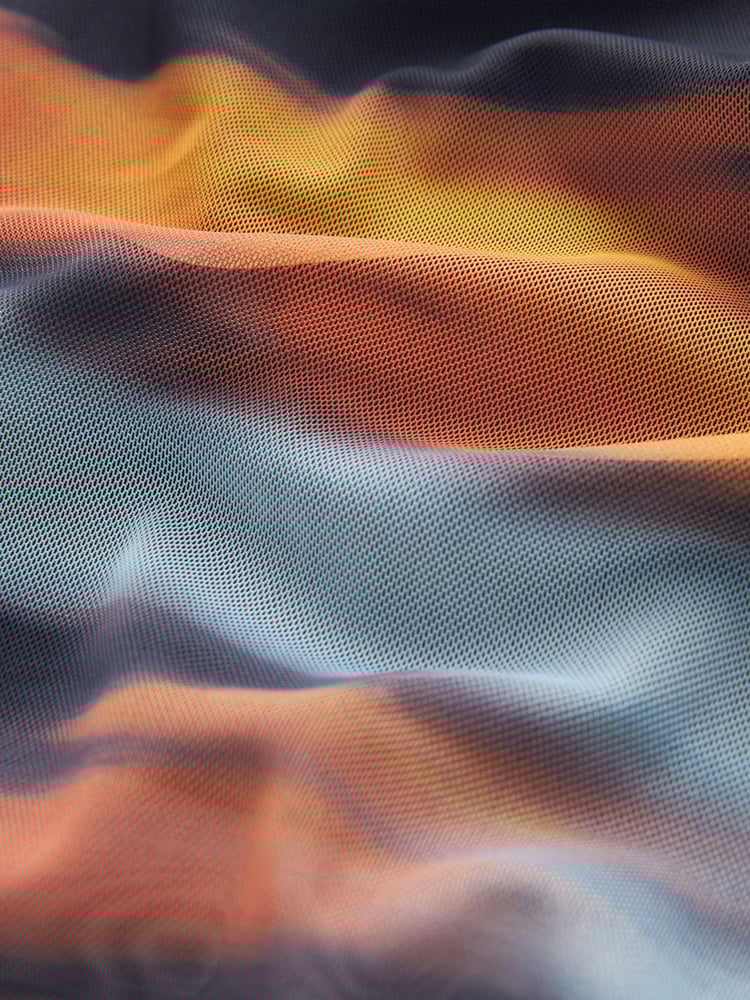 Blue/Orange Sunset Bandeau Mesh Midi Dress - Image 6 of 6