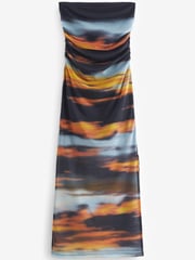 Blue/Orange Sunset Bandeau Mesh Midi Dress - Image 5 of 6