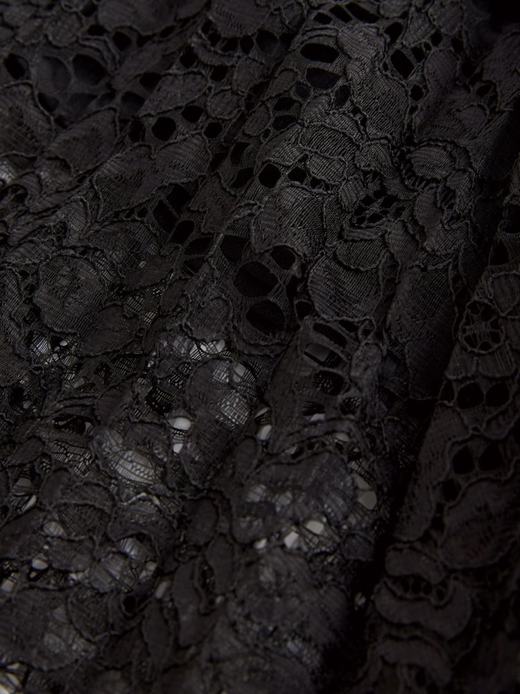 Black Lace Pleated Midi Skirt - Image 7 of 7