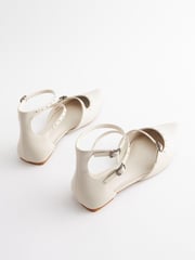 Bone White Forever Comfort® Point Toe Studded Strap Flat Shoes - Image 5 of 8
