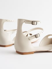 Bone White Forever Comfort® Point Toe Studded Strap Flat Shoes - Image 8 of 8