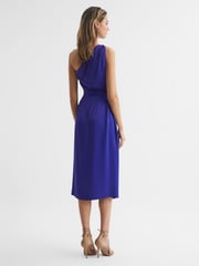 Reiss Purple Flora Off-The-Shoulder Satin Midi Dress - Image 5 of 6
