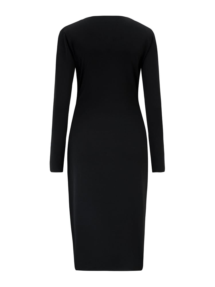 Pour Moi Black Bryony Slinky Jersey Bodycon Midi Dress - Image 5 of 5