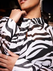 Another Sunday Long Sleeved Blouse With Tie Belt In Zebra Print - Image 3 of 6
