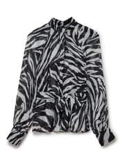 Another Sunday Long Sleeved Blouse With Tie Belt In Zebra Print - Image 5 of 6