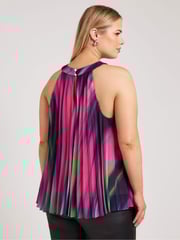 Yours Curve Pink Abstract Pleated Top - Image 2 of 5