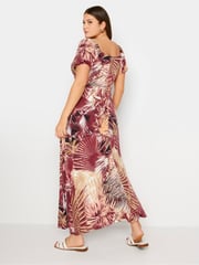 Yours Curve Red Leaf Print Wrap Maxi Dress - Image 3 of 5