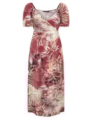 Yours Curve Red Leaf Print Wrap Maxi Dress - Image 5 of 5