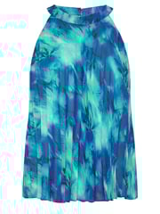 Yours Curve Blue Abstract Pleated Top - Image 5 of 5