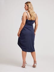 Yours Curve Blue LONDON Curve Cowl Neck Gathered Dress - Image 3 of 5