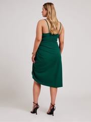 Yours Curve Green LONDON Curve Cowl Neck Gathered Dress - Image 3 of 5