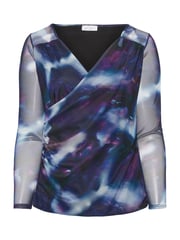 Yours Curve Purple London Mesh Abstract Print Top - Image 5 of 5