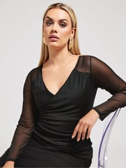 Yours Curve Black London Mesh Top - Image 4 of 5