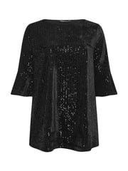 Yours Curve Black Velvet Sequin Top - Image 6 of 6