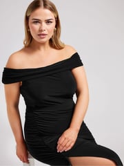 Yours Curve Black Ruched Skirt - Image 4 of 5