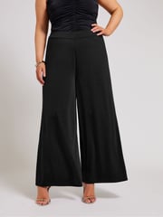 Yours Curve Black Slinky Wide Leg Trousers - Image 1 of 5