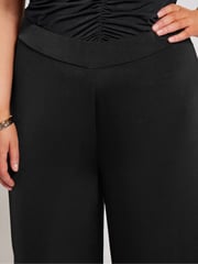 Yours Curve Black Slinky Wide Leg Trousers - Image 4 of 5