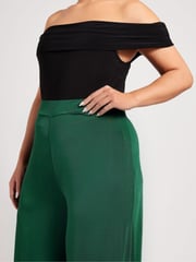 Yours Curve Green Slinky Wide Leg Trousers - Image 4 of 6