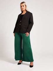 Yours Curve Green Slinky Wide Leg Trousers - Image 5 of 6